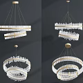 Elegant Modern Crystal Chandelier With Multi Layer Gold Frame And Crystal Strips 3d model