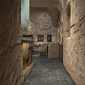 Traditional Cave Style Restaurant Interior With Murals Bar Counter Modern Design And Wooden Furniture