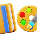 Colorful Musical Instruments And Art Supplies With Palette Paintbrush And Sketchbook