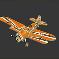 Orange Biplane Model With Red Cross Logo And White Stripes Design