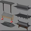 Traditional Chinese Architectural Components With Wooden Pillars Tile Roofs And Diverse Eave Styles