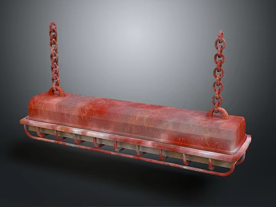 Red Hanging Bench With Textured Surface And Metal Chains For Modern Home Decor 3d model