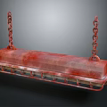 Red Hanging Bench With Textured Surface And Metal Chains For Modern Home Decor