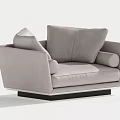 Modern Light Gray Velvet Single Sofa With Soft Cushions And Black Base Design