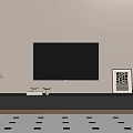 Modern Minimalist TV Stand With Wall Mounted TV Potted Plant Books And Decorative Painting