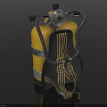 Yellow Scuba Diving Tank With Black Harness And Regulator Valve Equipment