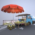 Modern Fruit Stall Coconut Truck 3d model