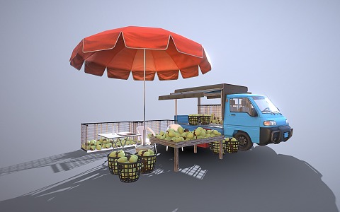 Modern Fruit Stall Coconut Truck 3d model