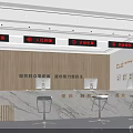 Public Service Hall Interior With Service Windows Marble Counter And Computers 3d model