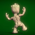 Baby Groot Movie Character Cute Tree Figure With Open Arms And Green Background