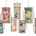 Japanese-style lantern bamboo lantern 3d model
