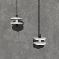 Modern Geometric Pendant Light Design with Concrete Metal Frame and Dual Wall