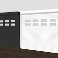Two Black And White Modern Roller Shutter Security Doors With Multiple Small Windows 3d model