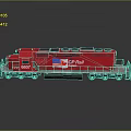 Red CP Rail Train Locomotive With American Flag And Number 8807 On Reflective Gray Background