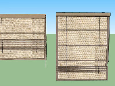 Natural Woven Blinds In Beige Brown Color For Home Window Decoration 3d model