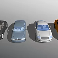 Stylish Modern Cars In Black Blue White And Orange Colors