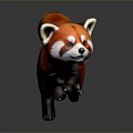 Adorable Orange Red Panda Plush Figure With White Ears Perched On Tree Branch