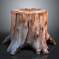 Natural Wooden Tree Stump Stool With Rough Texture And Decorative Base