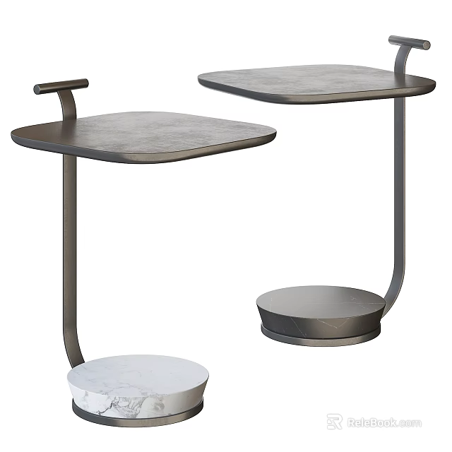 Modern Minimalist Side Table With Metal Frame And Smooth Marble Top 3d model