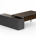 Modern Office Desk Design With Wooden Top Metal Frame Drawers And Storage Cabinets
