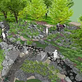 Park Landscape Design With Lush Trees Stone Pathways And Greenery Elements 3d model