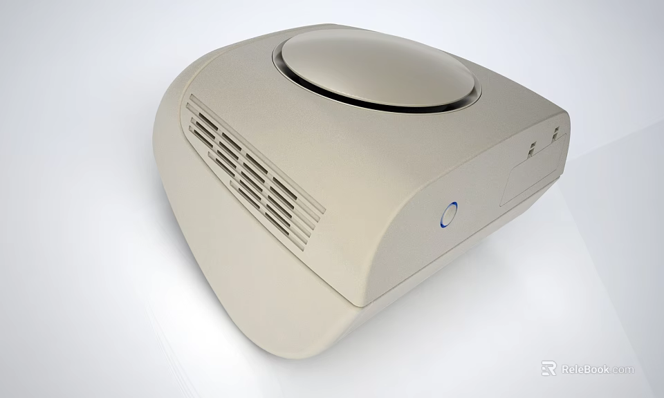White Household Appliance with Round Top Ventilation Grilles and Blue Indicator Light 3d model 