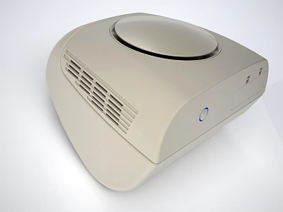 White Household Appliance with Round Top Ventilation Grilles and Blue Indicator Light 3d model
