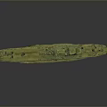 Vintage Bronze Ship Model With Detailed Deck Structure On Gray Background