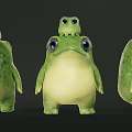 Cute Green Reptile With Big Eyes And Small Reptile Sitting On Its Back