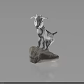 White Goat 3D Model Standing On Rock With Detailed Digital Rendering 3d model