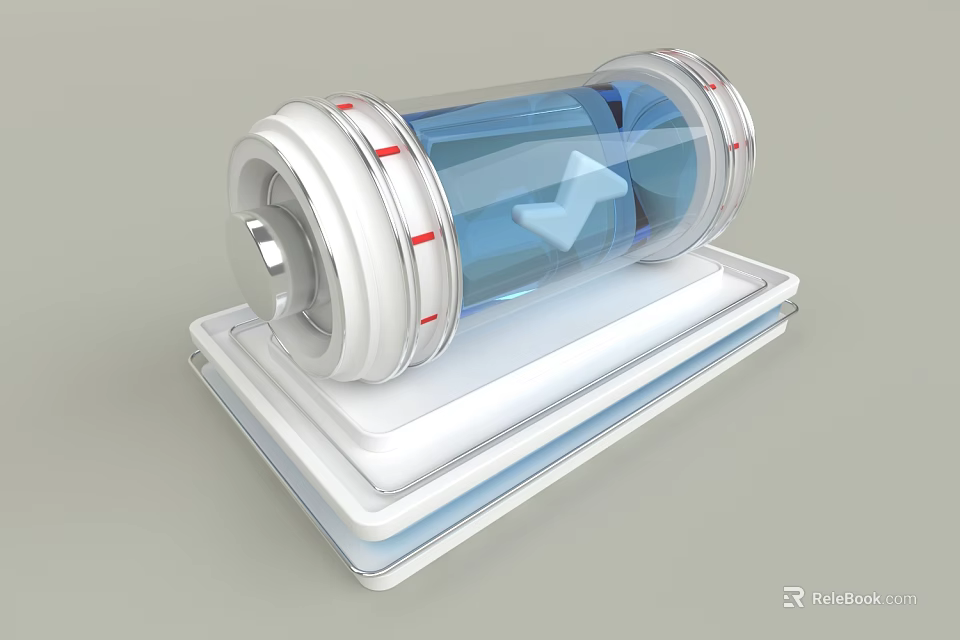 Cylindrical Daily Use Electrical Appliance With Transparent Blue Body Silver Metal Parts And White Base 3d model 