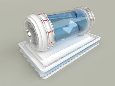 Cylindrical Daily Use Electrical Appliance With Transparent Blue Body Silver Metal Parts And White Base 3d model