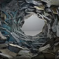 Cave Terrain with Natural Rock Formations Circular Opening and Light Streaming Through Rocky Structure 3d model