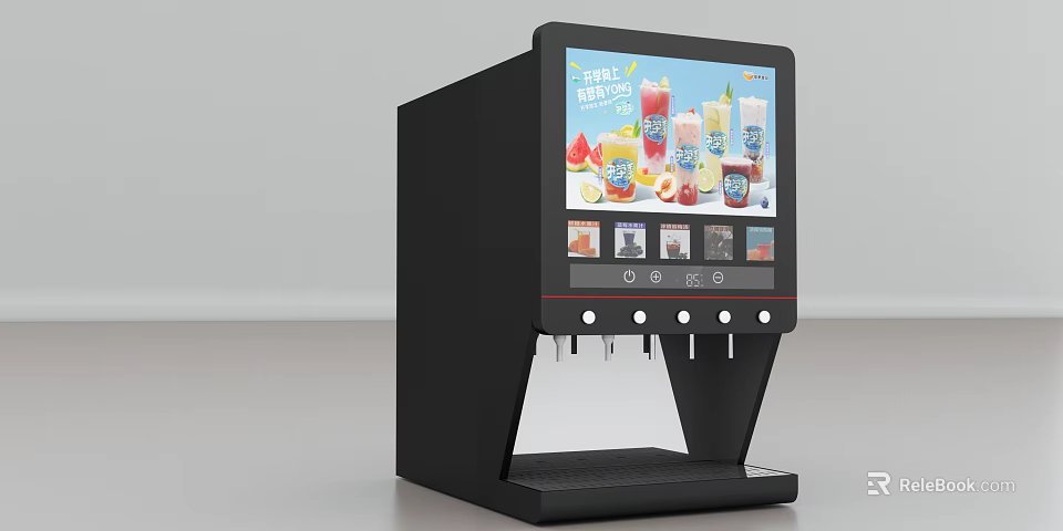 Restaurant Self Service Beverage Dispenser With Digital Screen And Multiple Spouts 3d model 