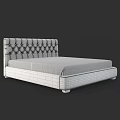 Modern Blue Tufted Double Bed with Diamond Pattern Headboard and White Mattress