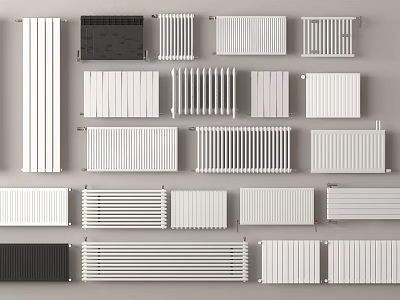 Various Styles Of Radiators Displayed On Wall 3d model