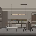 Traditional Zen Tea Room Interior Design With Wooden Table Tea Sets And Pendant Lights