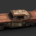 Rusty Worn Out Vintage Car With Shark Fin Design And Body Rust