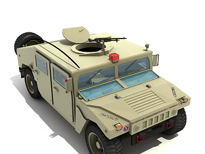 Military Style Utility Vehicle With Large Tires And Roof Equipment 3d model
