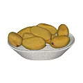 Speckled Ceramic Bowls Filled With Fresh Yellow Mangoes On White Background