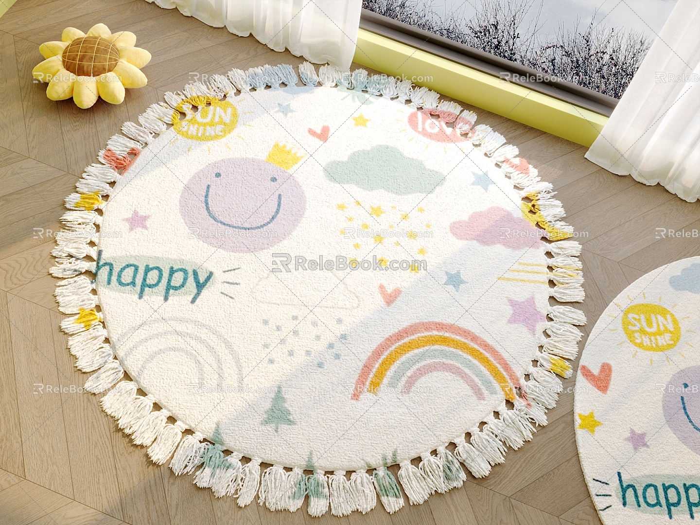 Children's Carpet Cartoon Carpet Game Mat Art Carpet Round Carpet 3d model