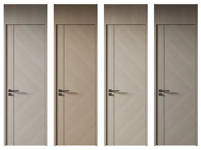 Modern Hinged Doors With Wood Grain Design Different Colors And Metal Door Handles For Interior 3d model
