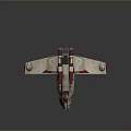 Sci-Fi Spaceship Featuring Red White Color Scheme Wing Structure And Engine Details 3d model