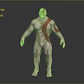 Muscular Mythical Warrior Character With Red Stripes And Strong Physique