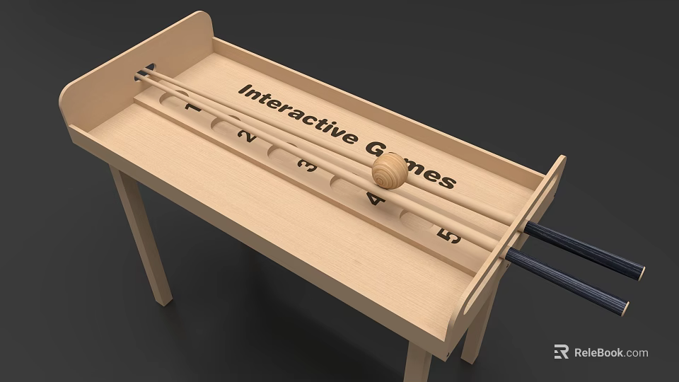 Wooden Interactive Game Table With Track Ball And Rods For Play 3d model