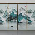 New Chinese-style sliding door 3d model