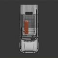 Silver Off Road Pickup Truck With Roof Rack And Orange Cargo On Top