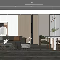 Modern Guest Restaurant Model Room Guest Restaurant Sofa Coffee Table Dining Table and Chair Combination 3d model