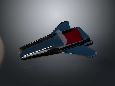 Futuristic Aircraft Model With Sleek Blue Body Red Interior And Metallic Finish 3d model