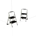 Two Step Ladders With Metal Frame And Black Steps For Household Use 3d model
